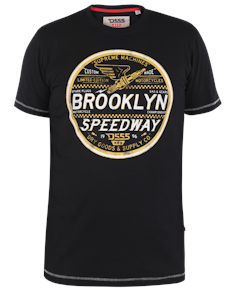 D555 Wadebridge Brooklyn Speedway Bedrucktes T-Shirt Schwarz